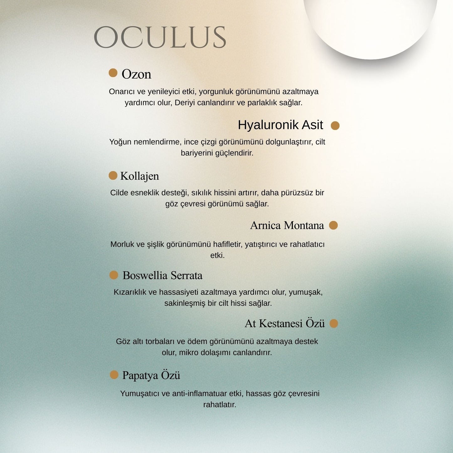 QZON Oculus – Sıkılaştırıcı Gözaltı Kremi & Göz Altı Torbası, Kırışıklık Karşıtı 30 ml