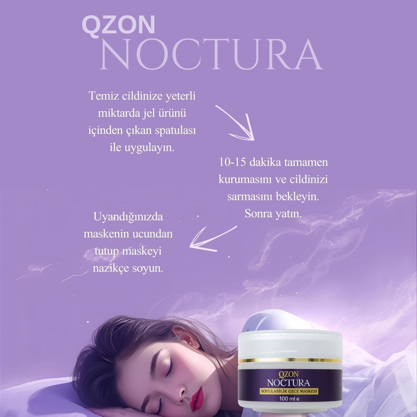 QZON Noctura Soyulan Oksijen Maskesi & Kolajen Destekli Siyah Nokta Karşıtı Gece Maskesi (100 ml)