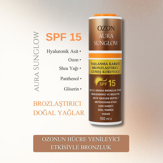 QZON Aura Sunglow SPF 15 – Bronzlaştırıcı Güneş Koruyucu & Nemlendirici 50ML