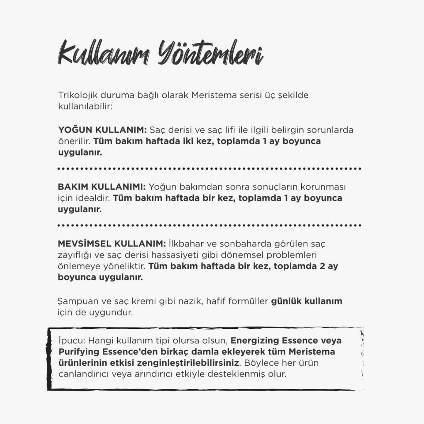 Meristema Yenilenme Terapisi - Enerji Verici Esans, Saç Derisini Güçlendiren Bitkisel Serum Seti