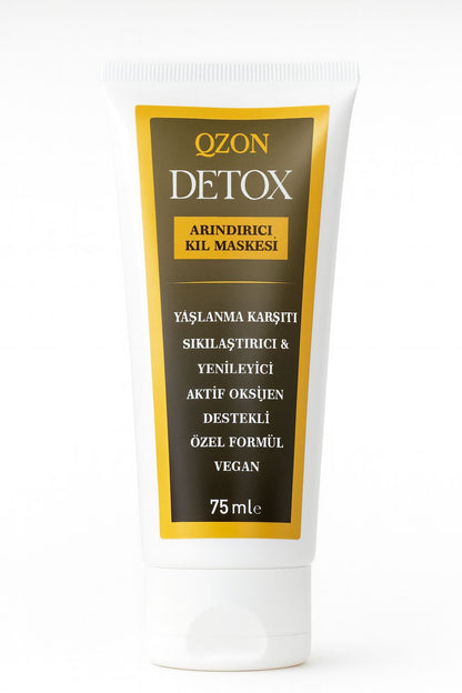 QZON Detox Arındırıcı Kil Maskesi – Siyah Nokta Karşıtı & Gözenek Sıkılaştırıcı Yüz Maskesi (75 ml)