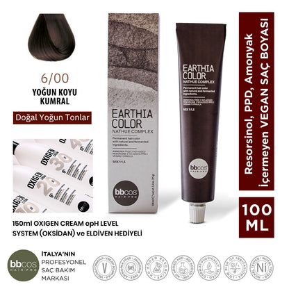 Earthia Color 6/00 Yoğun Koyu Kumral Saç Boyası, Vegan ve Amonyaksız Doğal Yoğun Tonlar 100ml