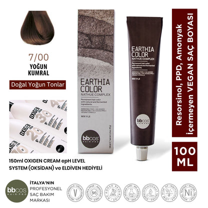 Earthia Color 7/00 Yoğun Kumral Saç Boyası, Vegan ve Amonyaksız Doğal Yoğun Tonlar 100ml